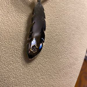 Lauren Ralph Lauren Jewelry - Silvertone feather pendant leather necklace LRL Lauren Ralph Lauren Jewelry - Silvertone feather pendant leather necklace LRL